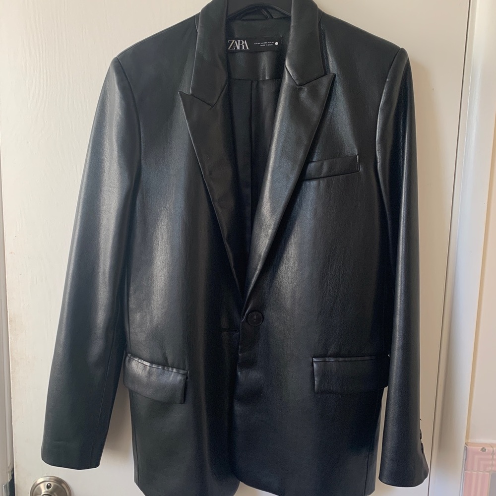 Zara Faux Leather Blazer